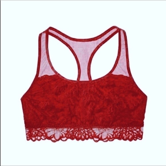 PINK Victoria’s Secret Red lace Floral Bralette Size XS - Picture 15 of 16
